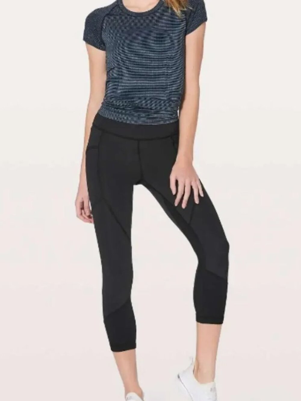 lululemon Game Point Crop 23" Leggings Black Size 8 Reflective Pockets
